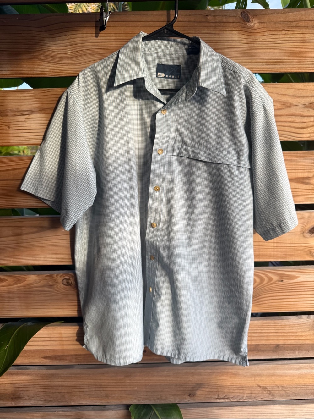 Vintage Hobie Light Gray Short-Sleeve Button-Up Shirt - Men